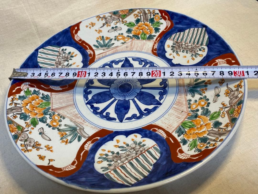 伊万里　古伊万里　色絵　大皿　花の図　蝶の図　1客