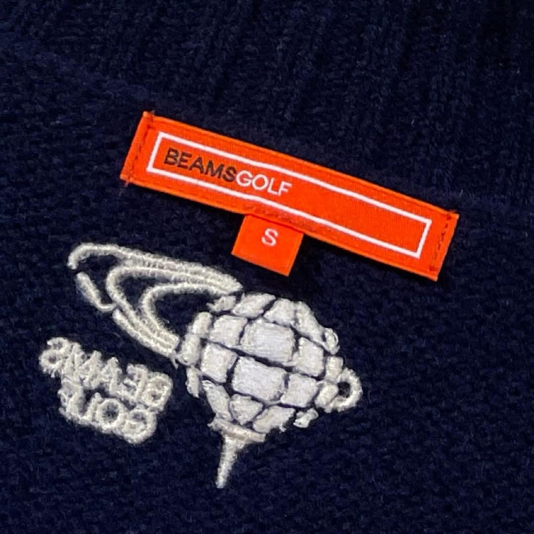 BEAMS GOLF ウール100% バイカラー タートルネック ニット 紺 S