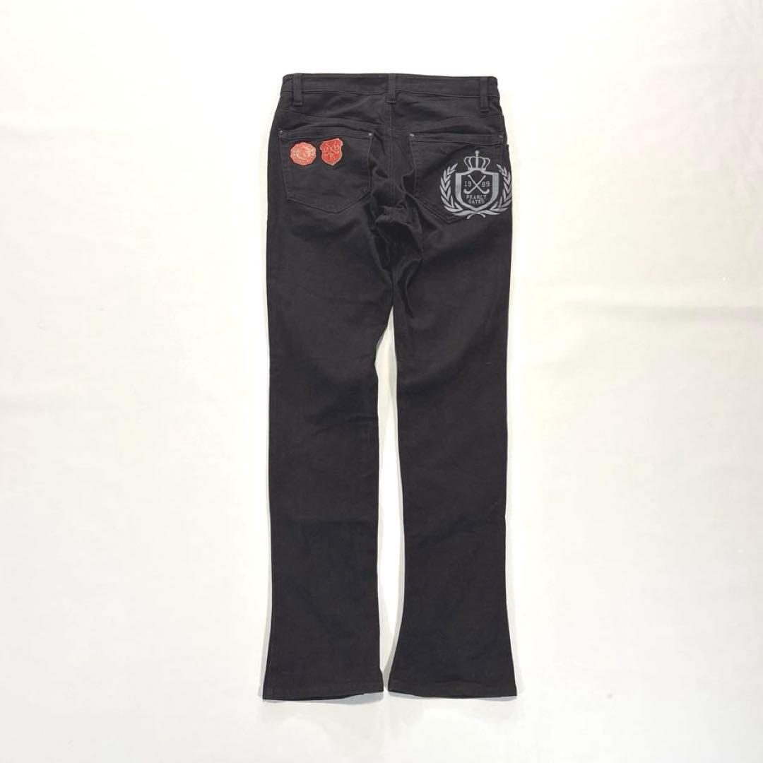 パーリーゲイツ　0/S ロングパンツ　オールシーズン　チャコール　ワッペン