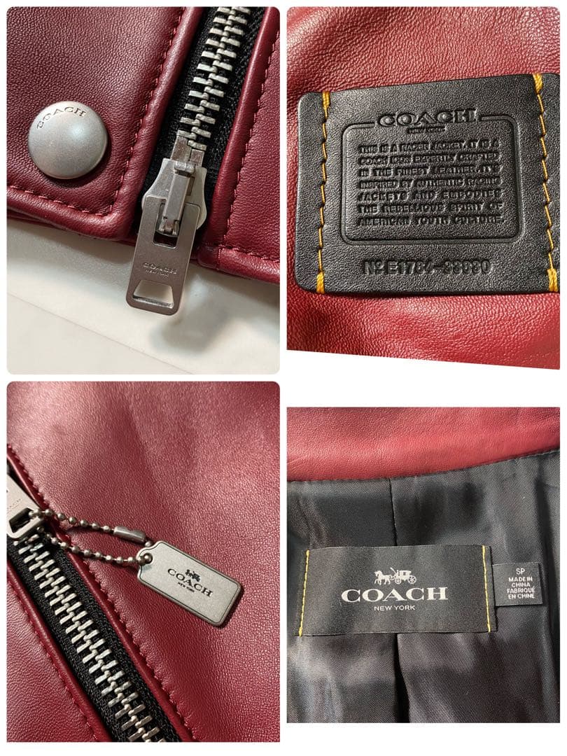 【美品】コーチ　シングルライダース　レザージャケット　チャーム　サイズSP　羊革