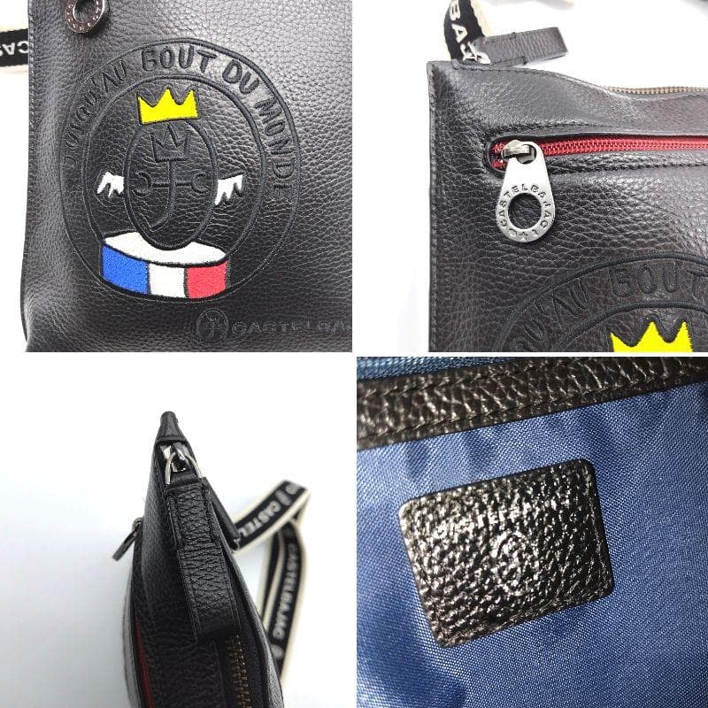 現行 極美品 カステルバジャック ショルダーバッグ LINK レザー ブラック