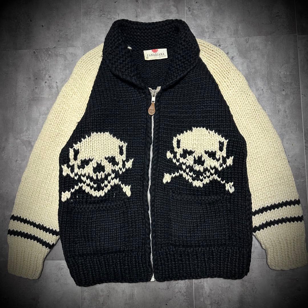 美品 90s CANADIANA ドクロ スカル カウチンニット tohji