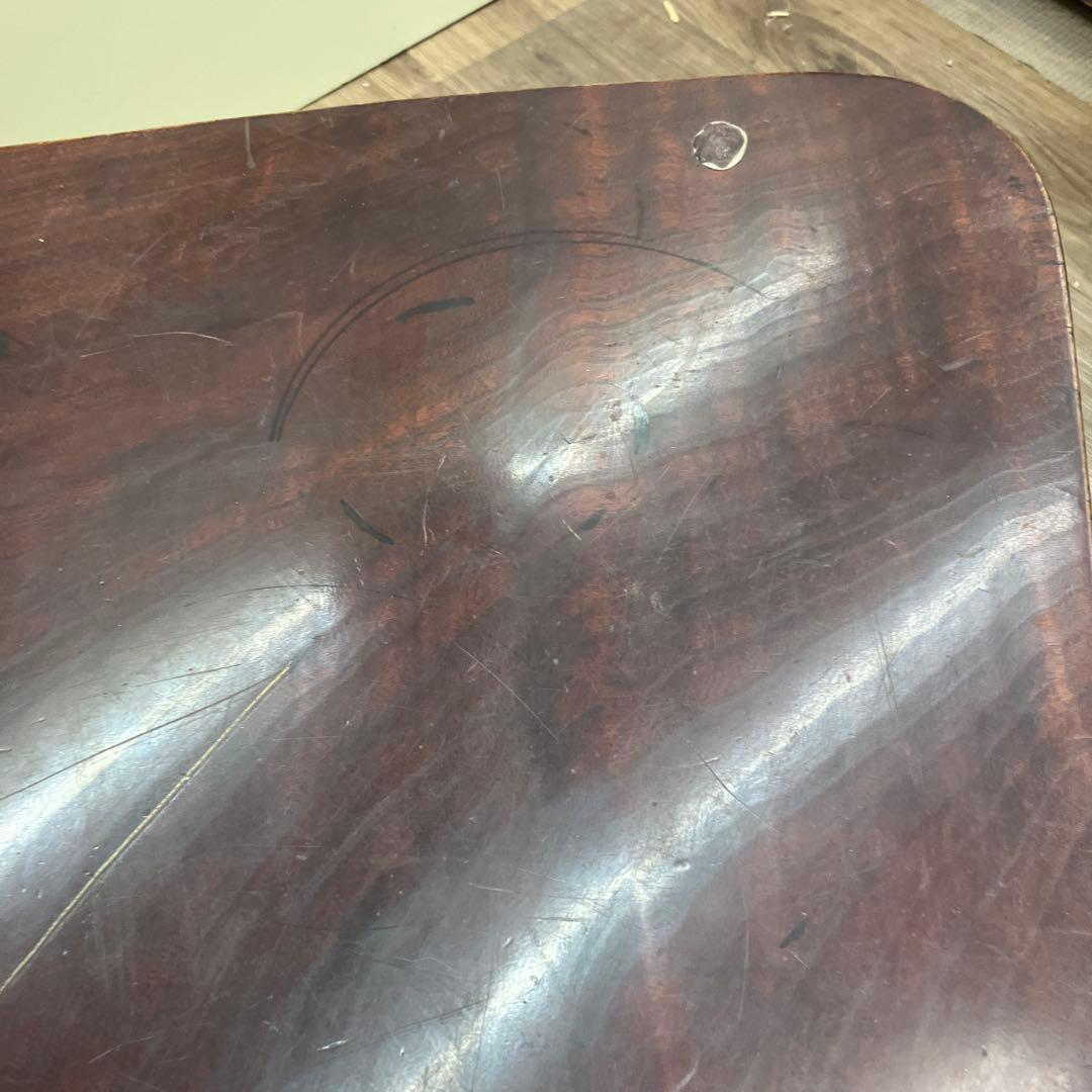 4F アンティーク 三角形 ミニテーブル 猫脚 螺鈿細工 飾り台 ヴィンテージ