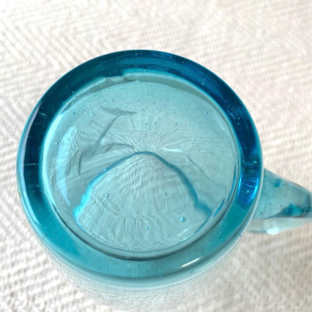 骨董 水色 ガラスカップ 零戦 戦闘機 切子細工 日本 レア ヒビあり
