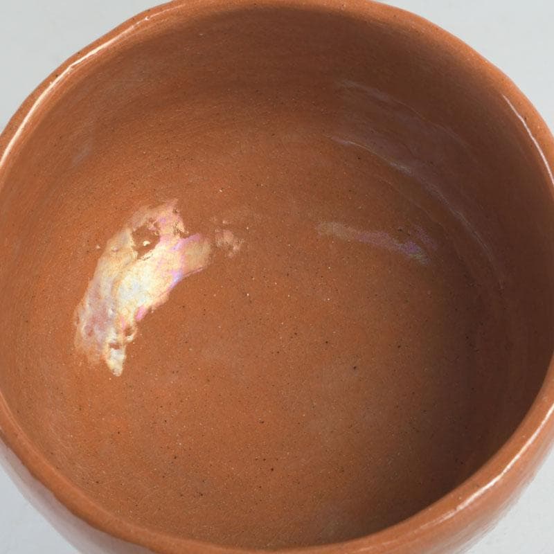 茶道具　楽焼　八事窯　五代　中村道年作　赤楽茶碗　共布共箱　V　9897