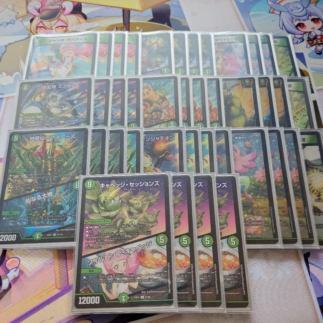 デュエマ　緑単キャベッジ①　デッキ　改造パーツアリ　三重スリーブアリ