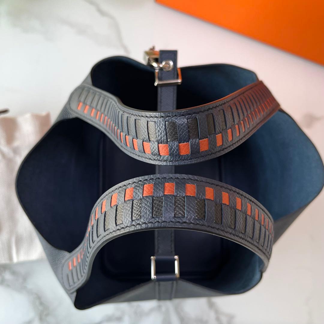 HERMES ピコタン　MM トレサージュ　ダークネイビー　ヴォーエプソン