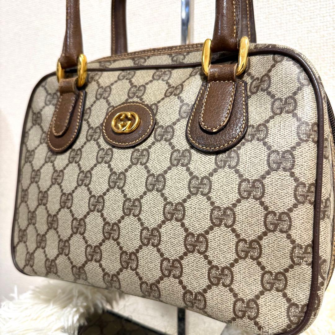 【美品】GUCCI　オールドグッチ　ハンドバッグ　PVC　GG柄　GGスプリーム