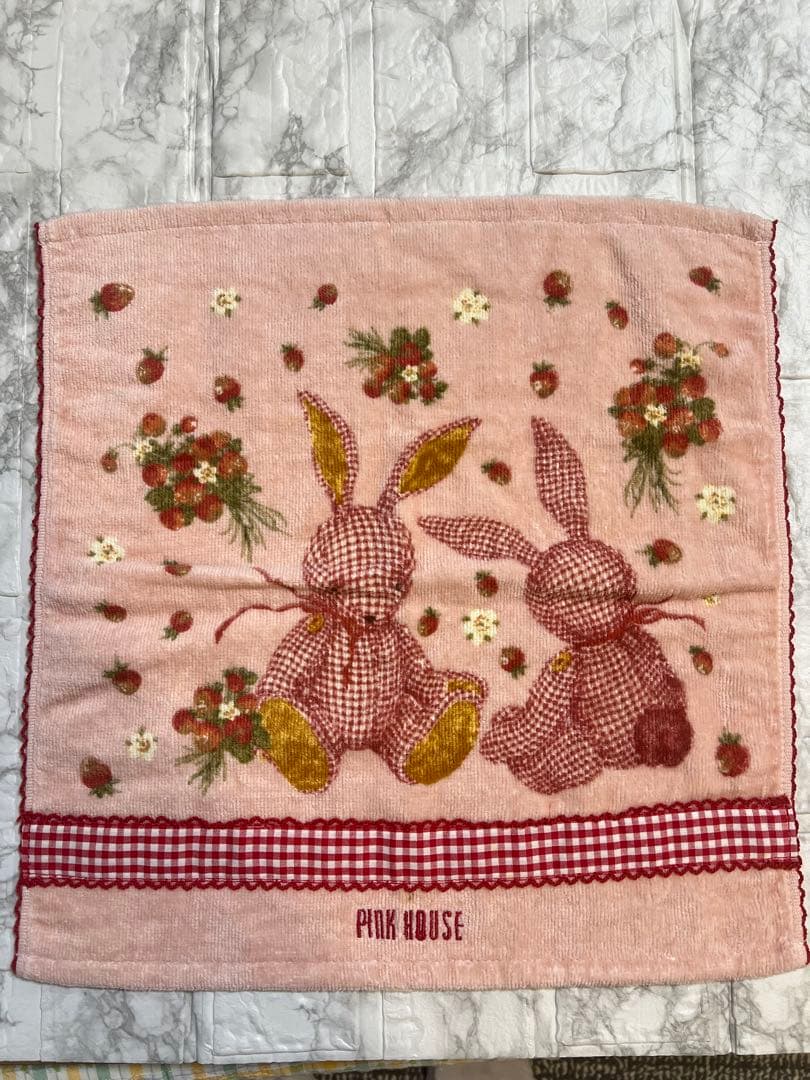 ピンクハウス　ギンガムうさぎ　ウォッシュタオル