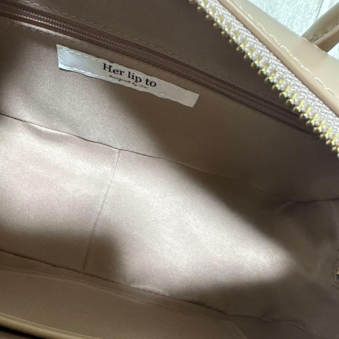 本日限りお値下中❗️herlipto ロゴミニボストンバッグ ベージュ