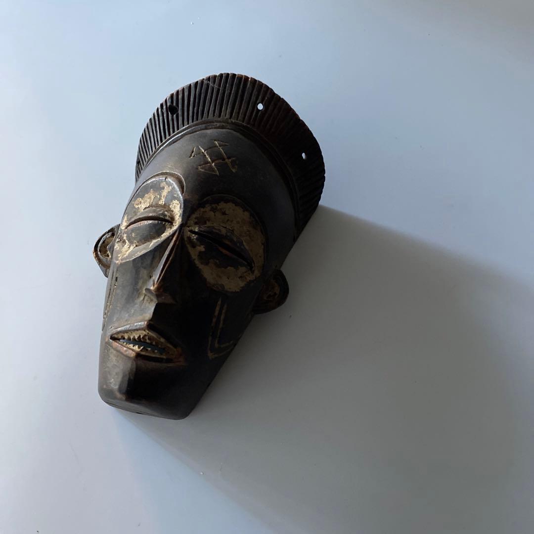 アフリカ 木彫り マスク 骨董 チョクウェ族 アンティーク お面 芹沢銈介