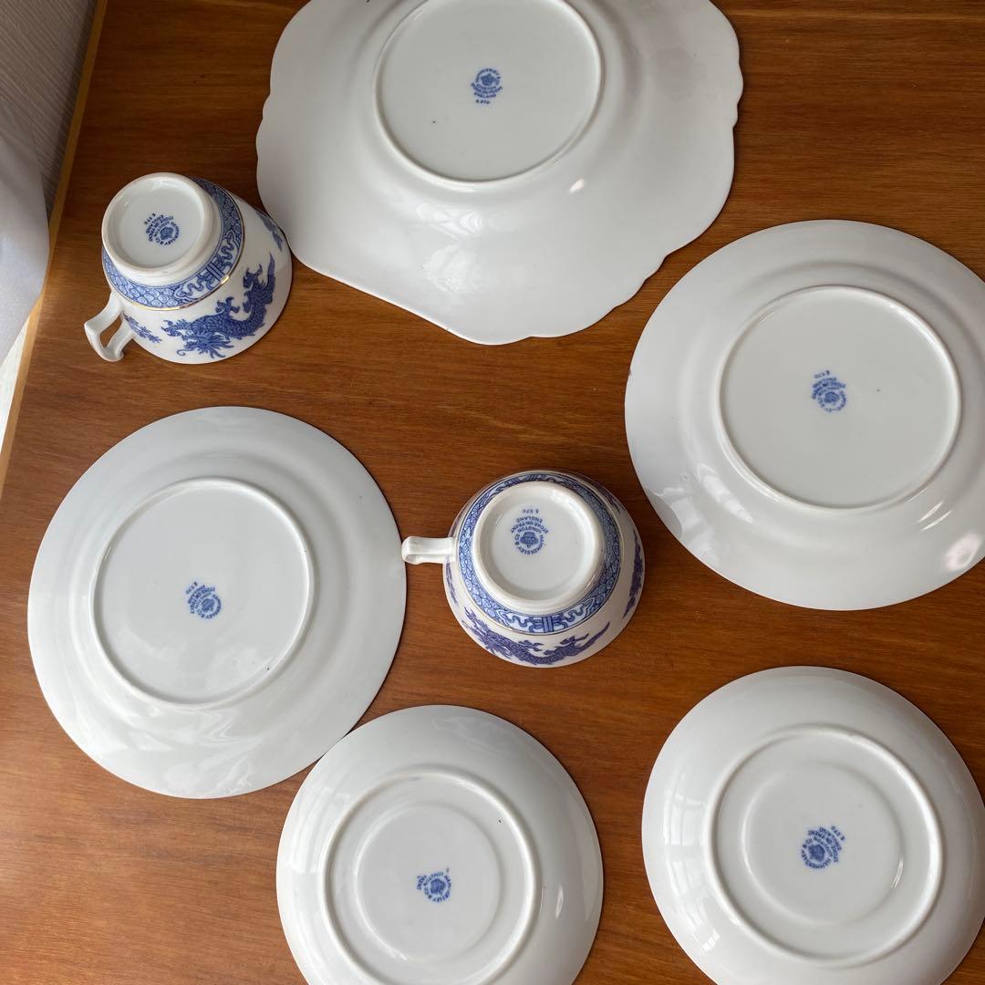 希少　ハマースレイ ブルードラゴン　カップ　ソーサー　プレート　ティーセット