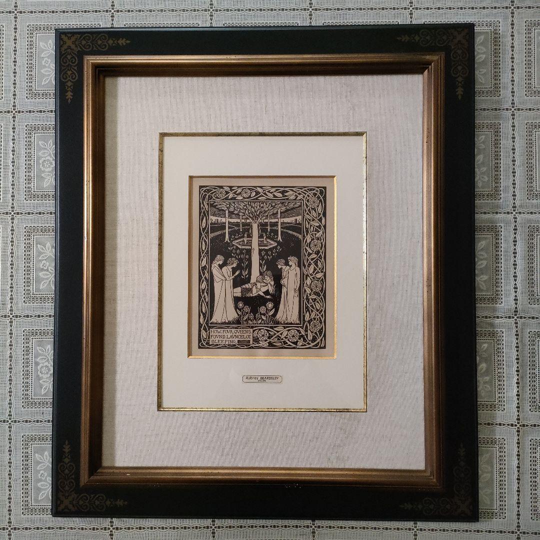 ビアズリー　大判ラインブロック『アーサー王の死 四女王眠れるランスロット』