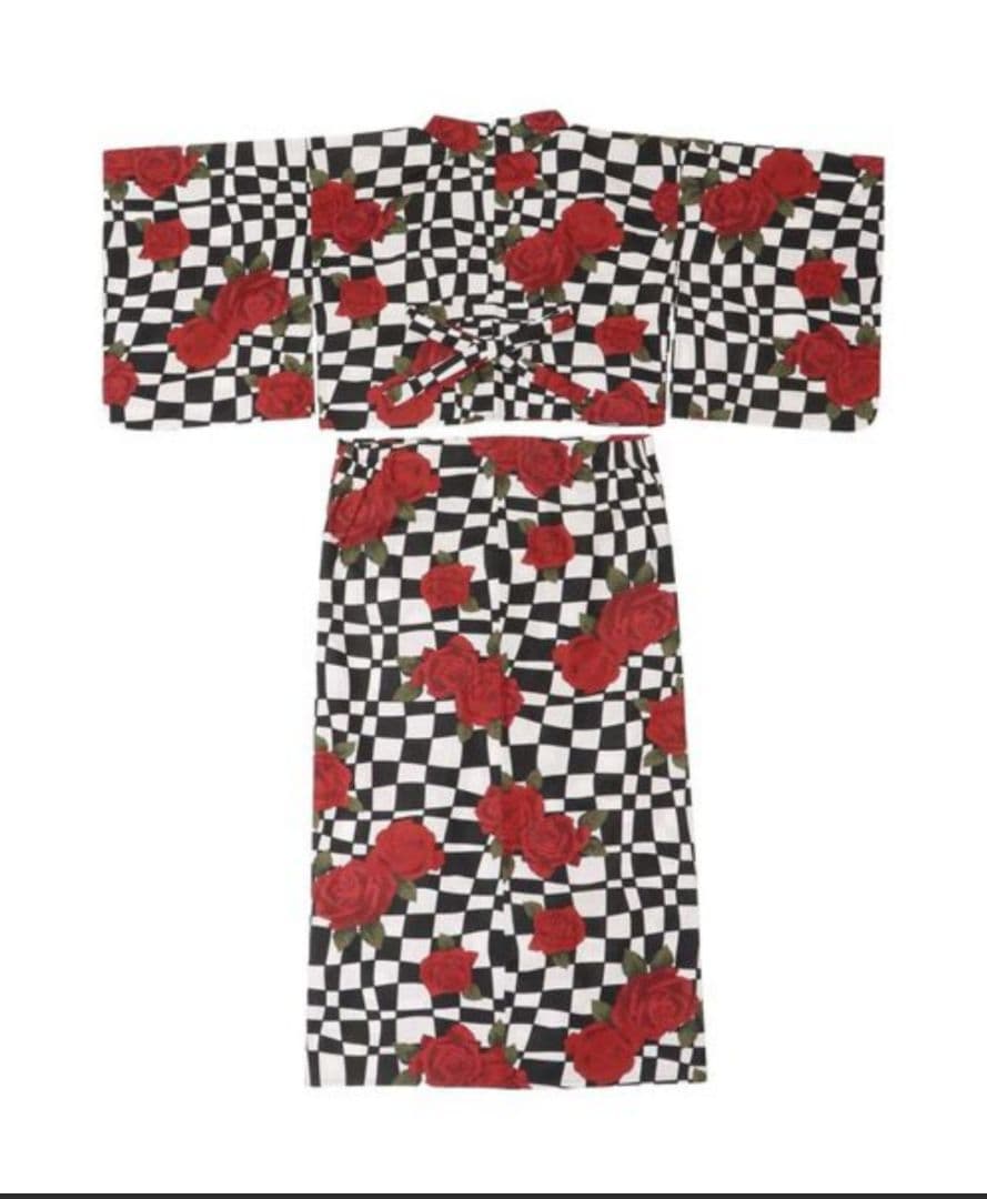 【jouetieオリジナル】 ✨ローズチェッカーセパレート浴衣セット✨格子柄✨