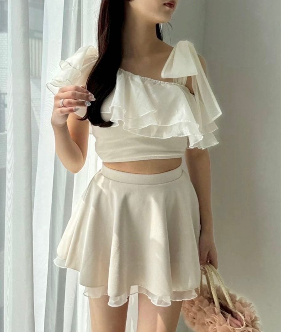 NICE CLAUP swimwear/肩リボンワンショルダー/3点セット