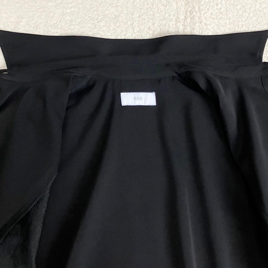 HARE ハレ　ジャガードキリカエプリーツシャツ　ブラック 長袖　F 匿名配送