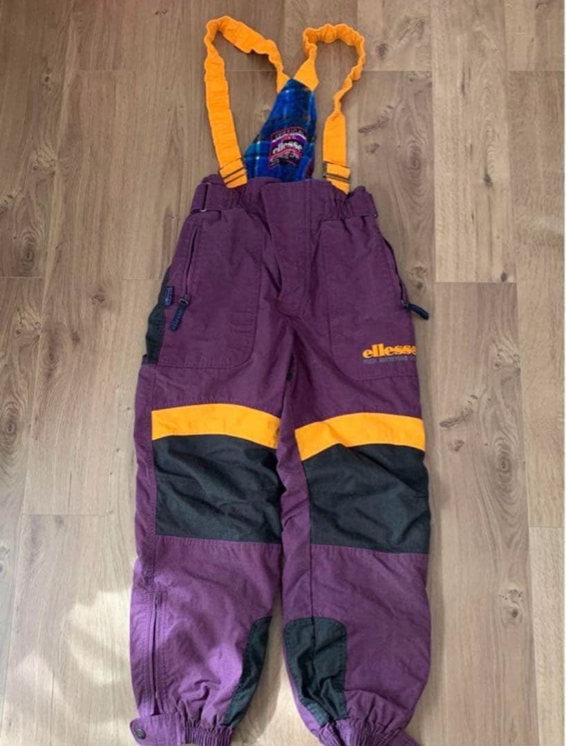 古着 90s ビンテージ スキースノボーウェア レトロ M 紫 ビブパンツ