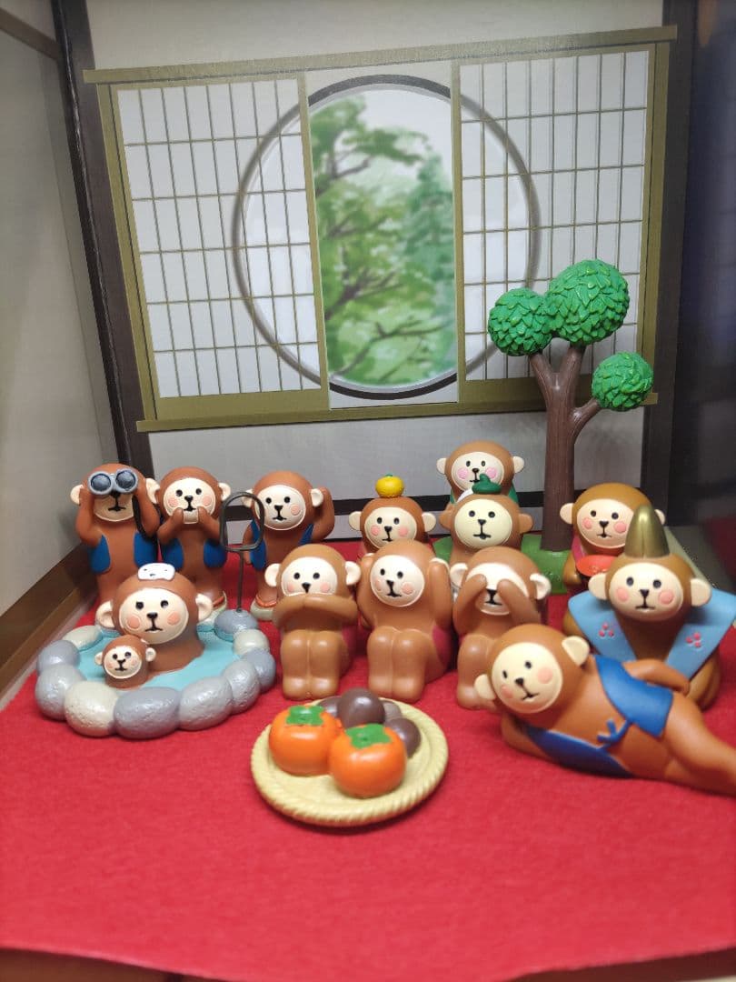 申　三 猿　ポジティブ　サル　干支 set　デコレ　コンコンブル