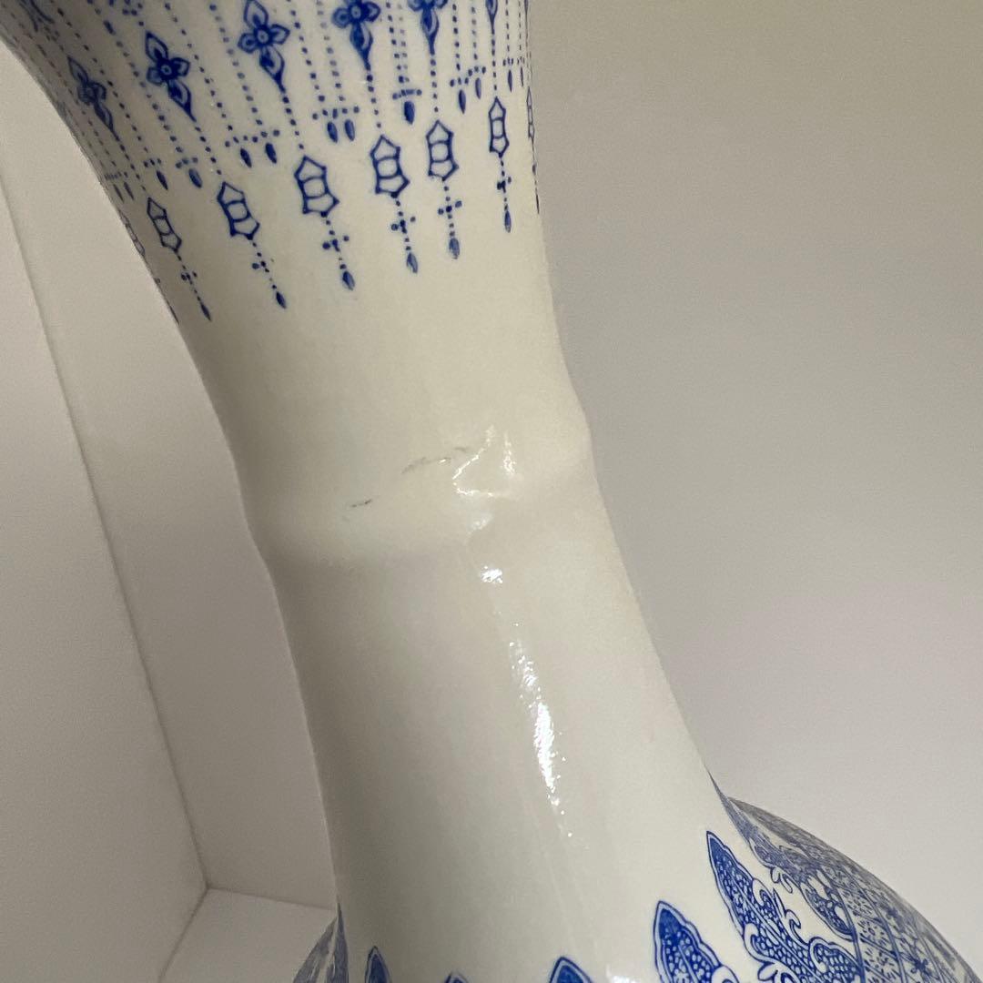 中国景徳鎮　薄胎　大花瓶　箱付　高さ約65㎝　東Y8-0128☆2Fタサオ