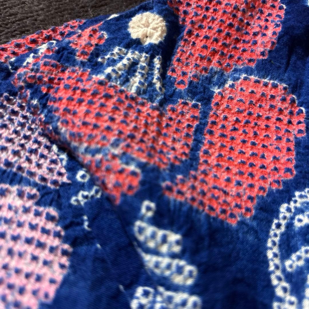 紺碧 有松鳴海絞り浴衣フルセット5点 美品 高級感◎ 裄丈長め　裄73 ゆったり