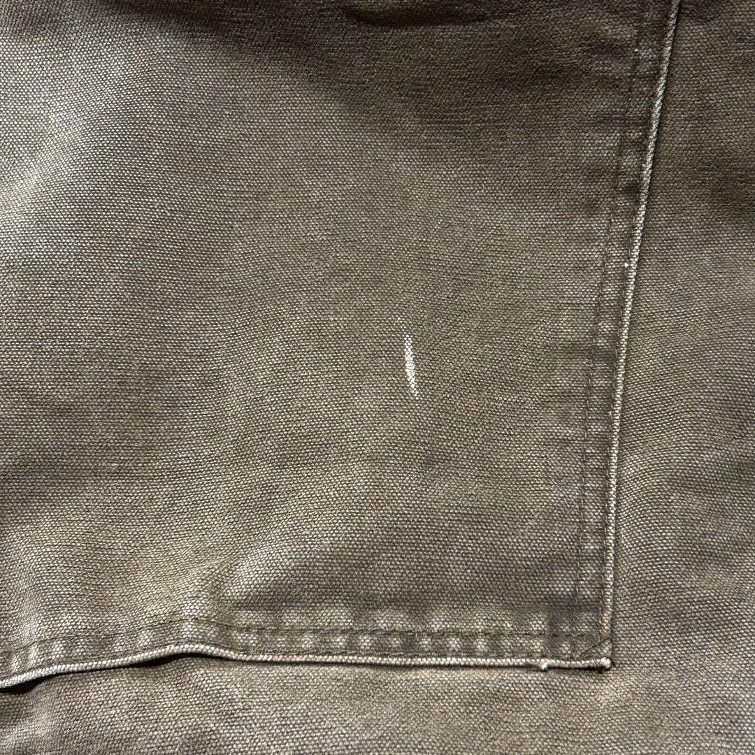 カーハートオーバーオールダブルニーダック地ペインターパンツw50革ロゴ極太古着