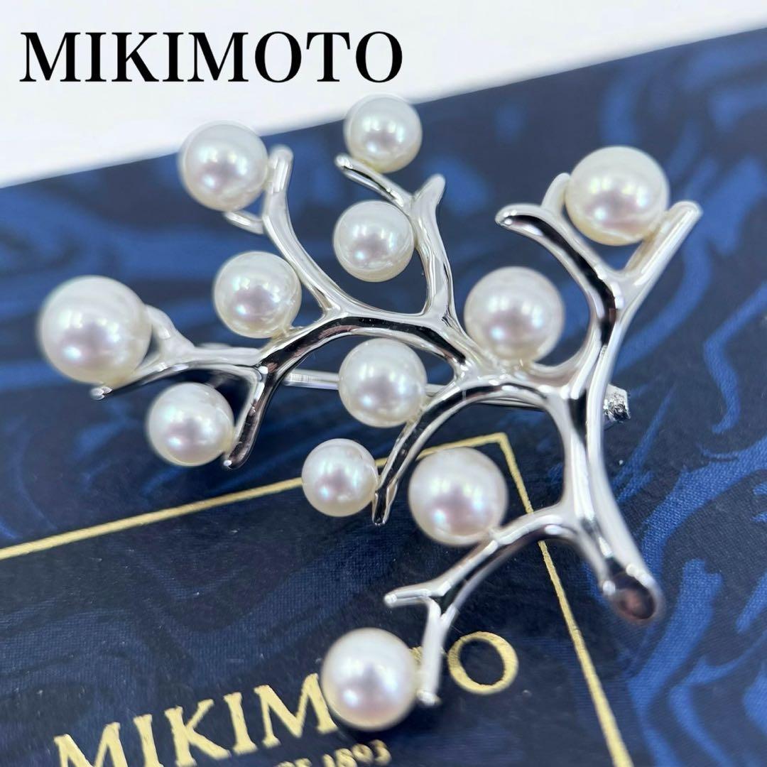 【新品同様】ミキモト 幸福の木　アコヤ　本真珠　パール　ブローチ　コサージュ