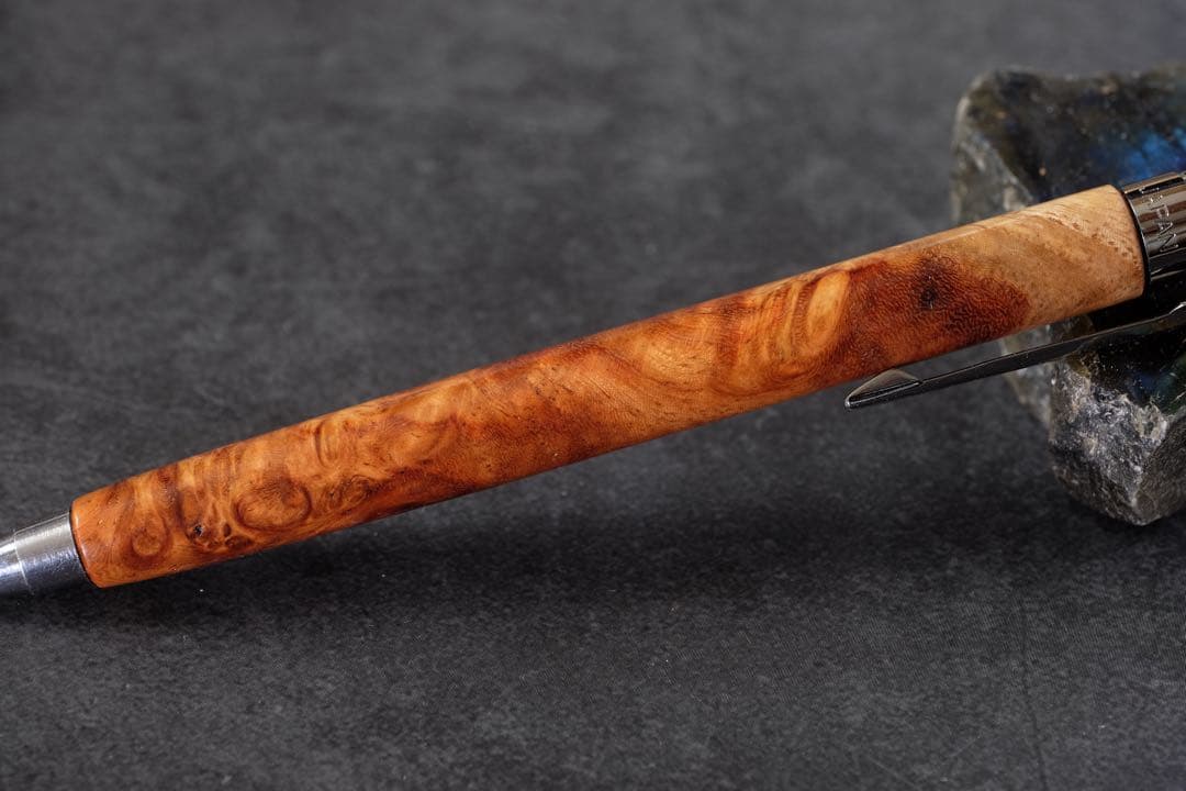 PG5木軸カスタム0222　高村杢工房 製図用シャープペンシル　花梨瘤紅白