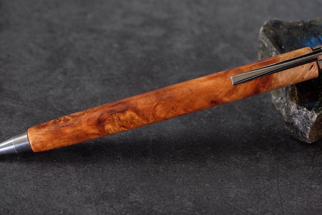 PG5木軸カスタム0222　高村杢工房 製図用シャープペンシル　花梨瘤紅白