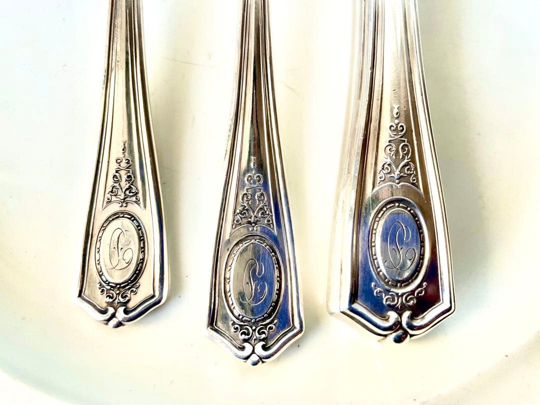 モノグラム付きカトラリーセット ナイフ&フォーク&スプーン フランスアンティーク