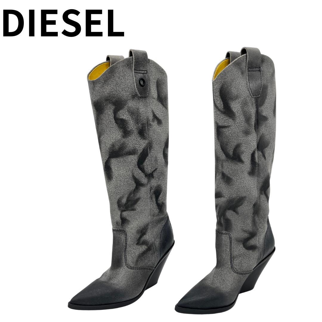 DIESEL ディーゼル ウェスタンブーツ 総柄 38