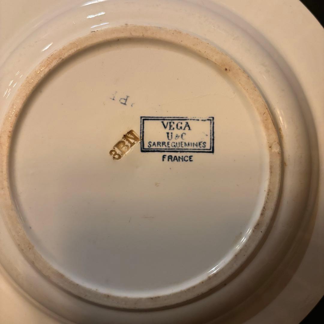 フランスアンティーク皿 3枚セット 青い花柄 チューリップ・野バラ・木ノ実