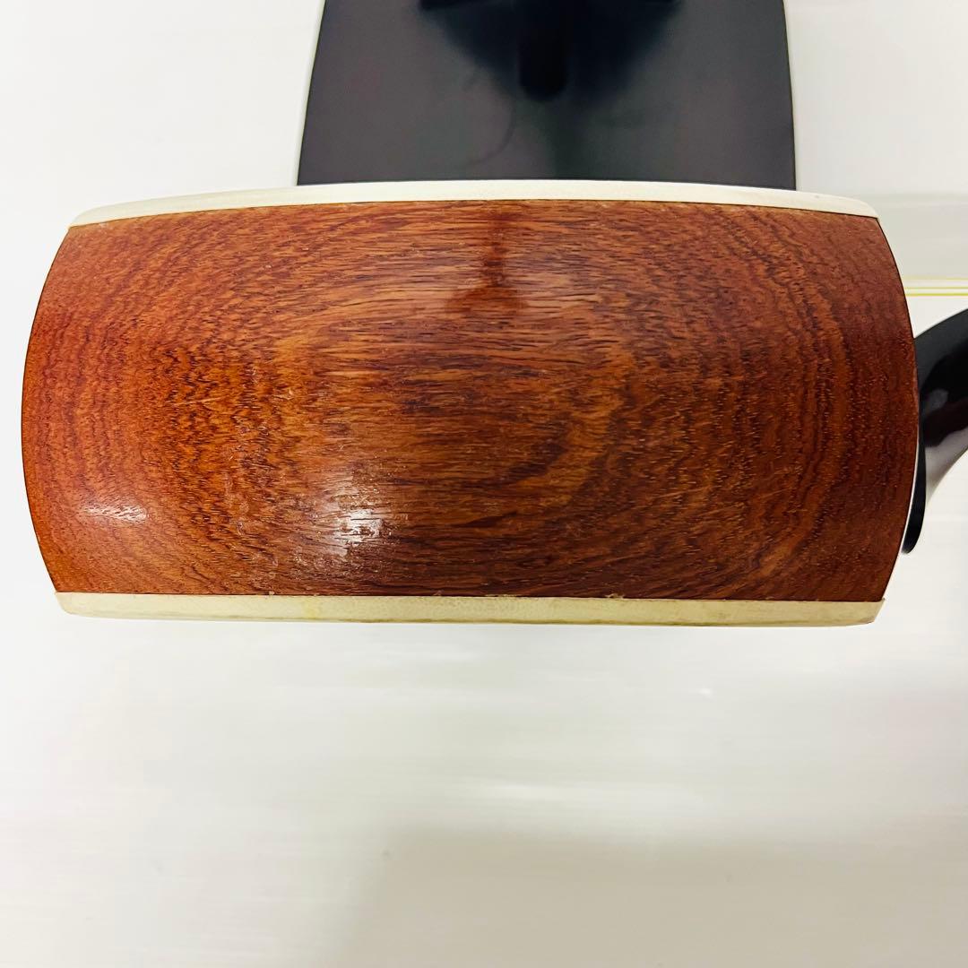 三味線　ハードケース付　紅木 綾杉胴 金細