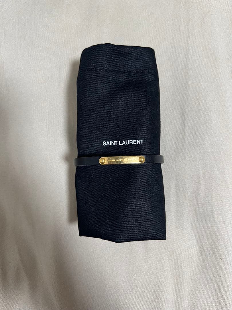 【美品】SAINT LAURENT IDプレートブレスレット ゴールド