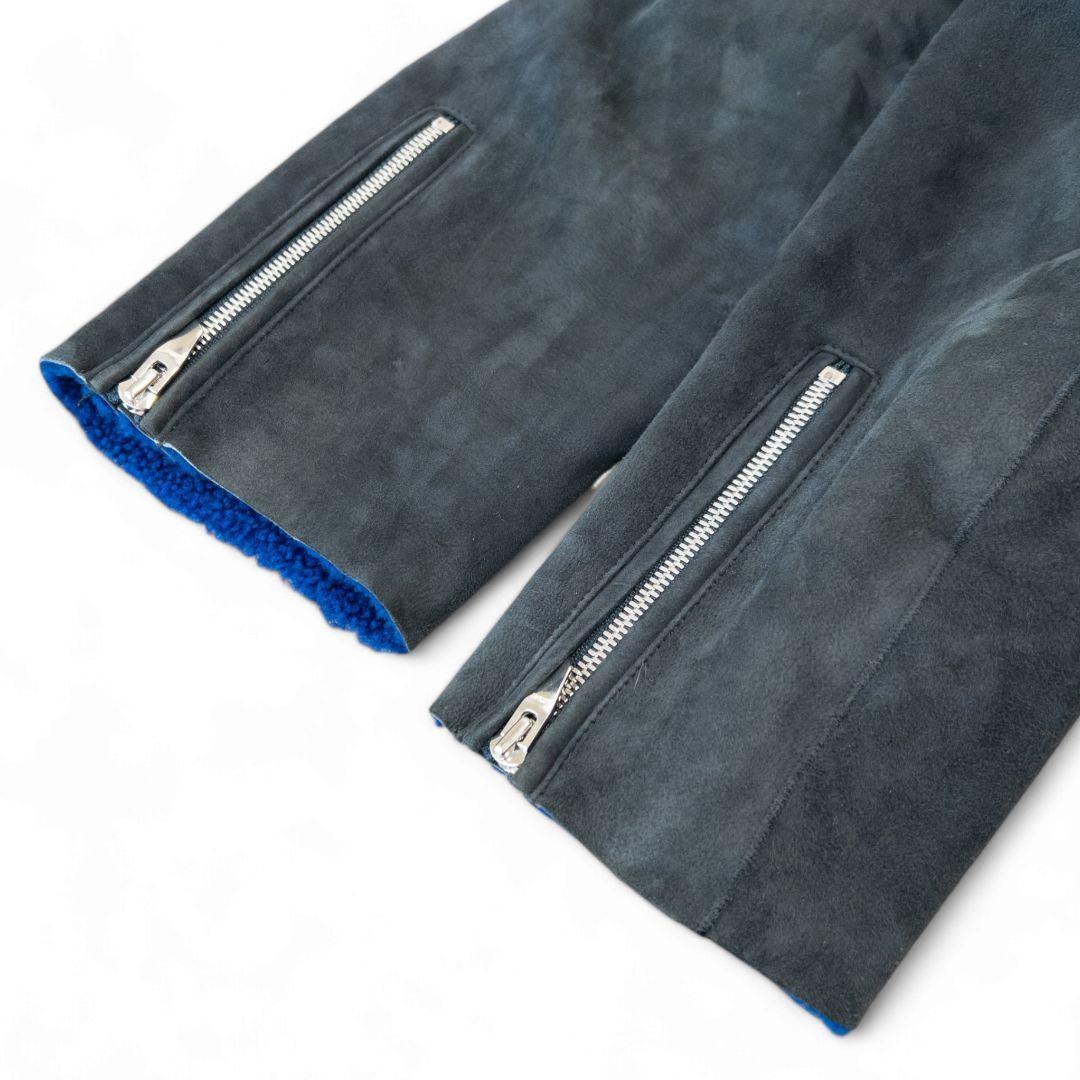 定価25万 アストラット リアルムートン ノーカラーライダースジャケット 黒 M