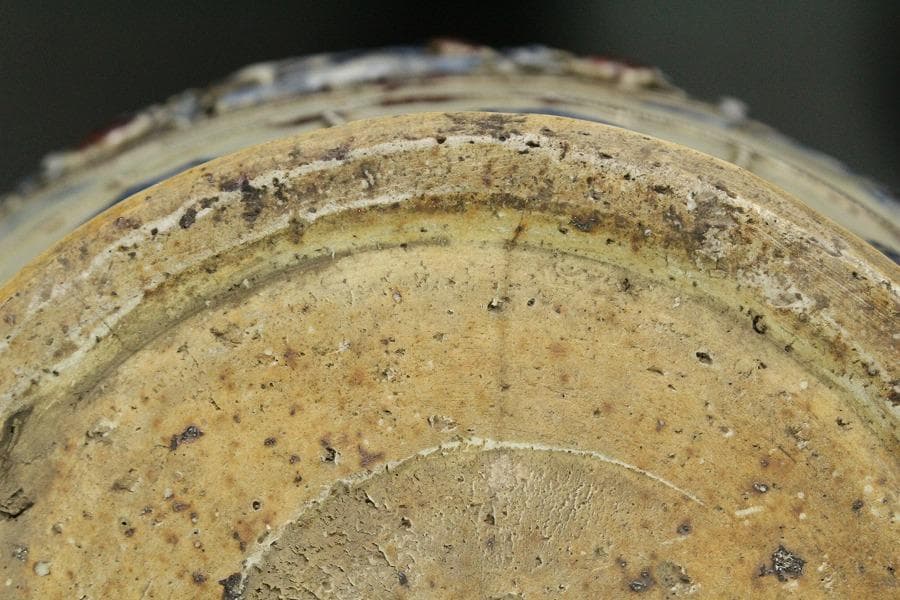 中国美術 纏枝蓮花貼 装飾 壷 高32cm(ZE729)