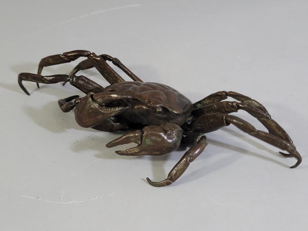 古銅 蟹 自在 盆石飾り 在銘 置物 DT613
