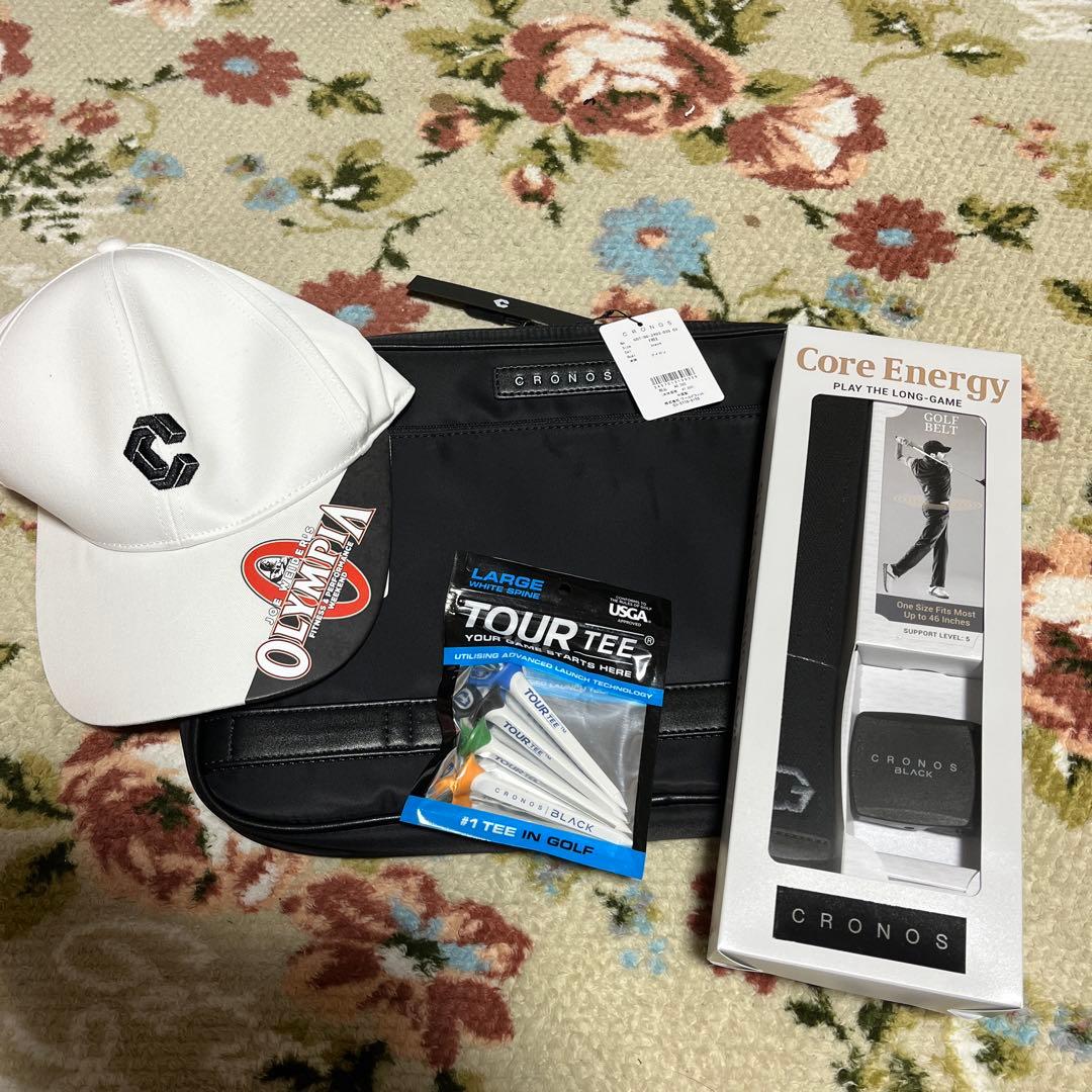 CRONOS クロノス　ゴルフベルト ツアーティー　クラッチバッグ　キャップ