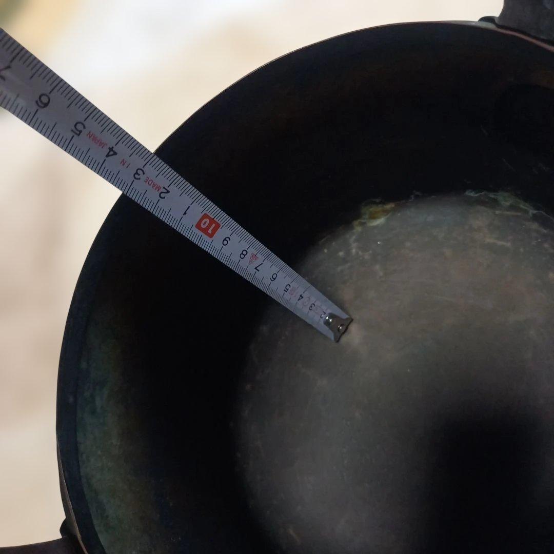 昭和モダンレトロレア物純銅製 丸型銅瓶 編み込みハンドル