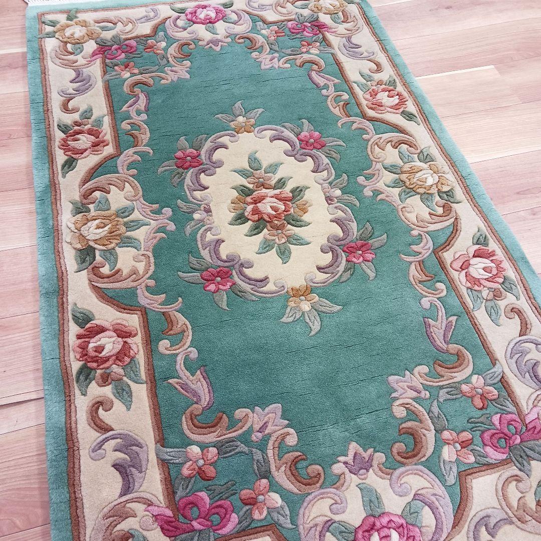 専用Y2690-3 高級中国段通 ウール100% ハンドカット 153×91㎝