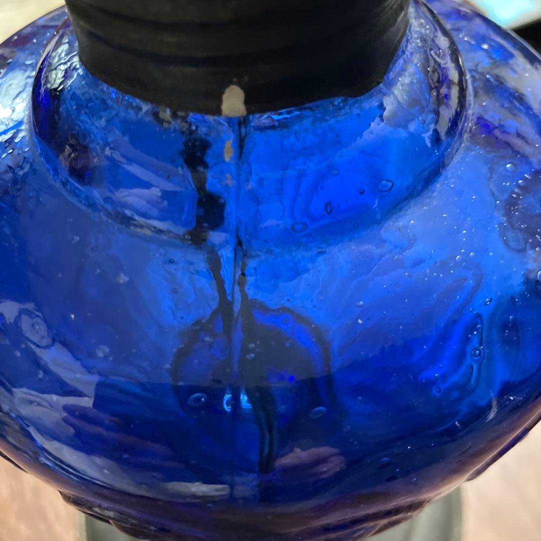 ヴィンテージ　コバルトブルーガラスランプ　アンティークランプ　青色ライト