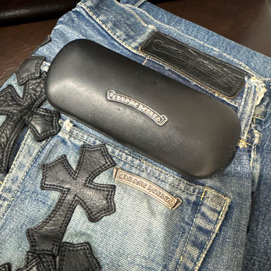 CHROME HEARTS/クロムハーツ スクロールラベル レザーメガネケース