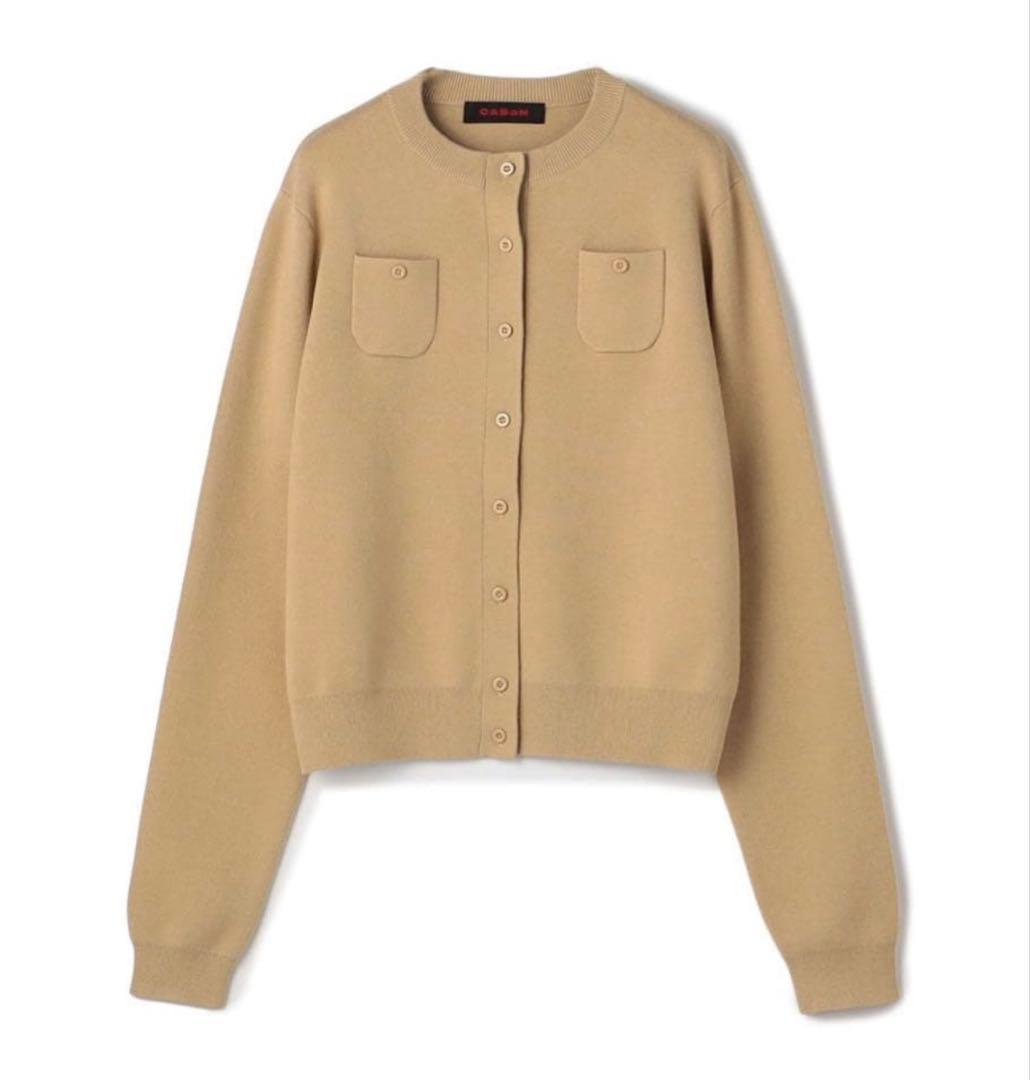 コットンカシミヤ クルーネックカーディガン　CABaN ベージュ