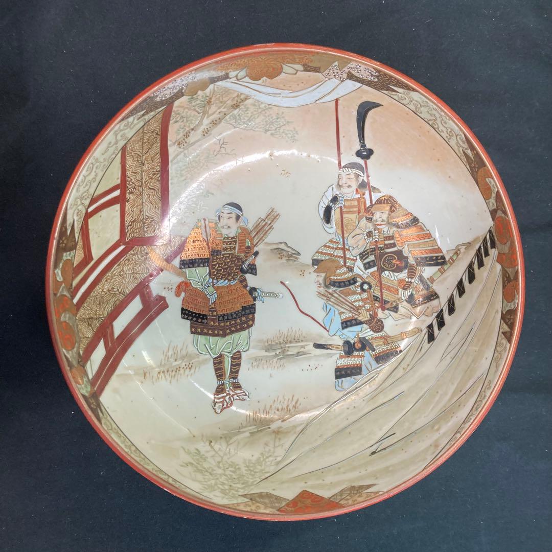 《九谷焼》加賀九谷製 金彩染錦 武者絵 大鉢 3サイズセット