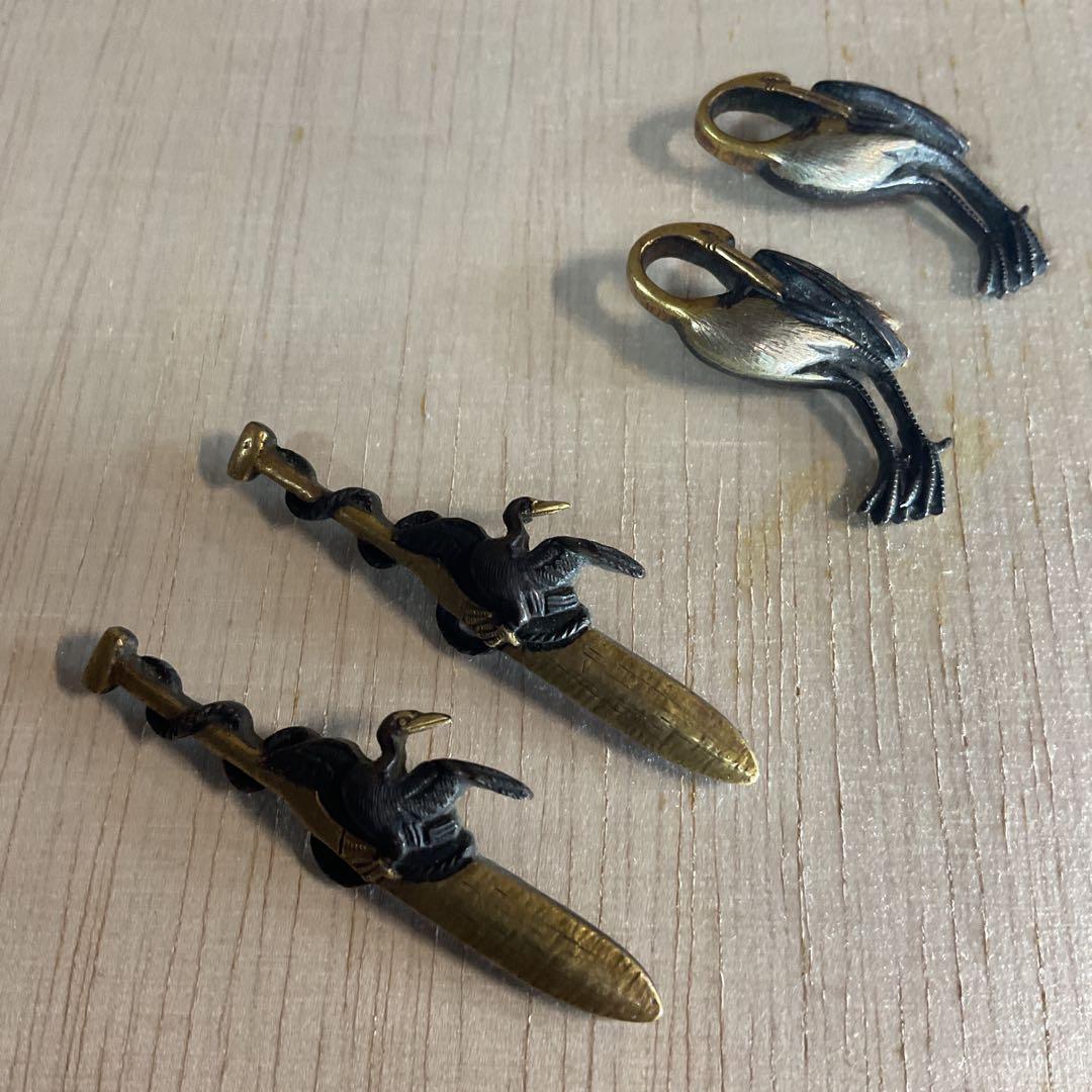 目貫　　2種4個　　刀装具　武具　骨董　時代物　江戸時代