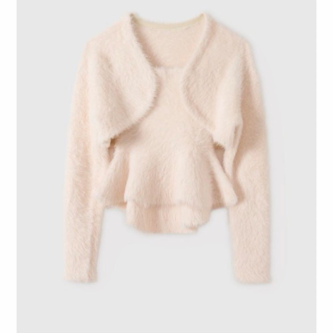 eimy istoire フェザーぺプラムニットカーディガンセット