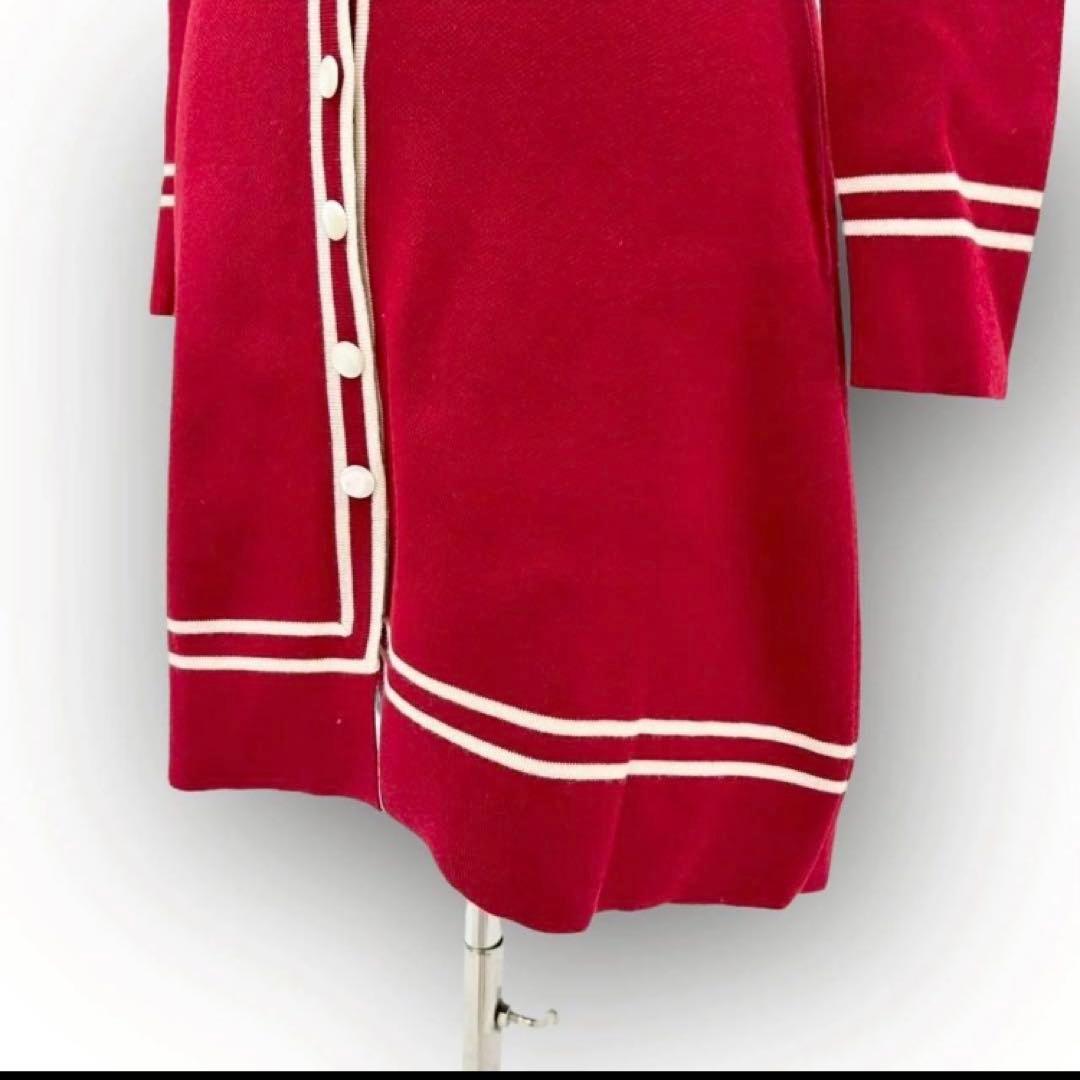 GUCCIワンピース コントラストトリム ウール ドレス XS 赤 白 長袖