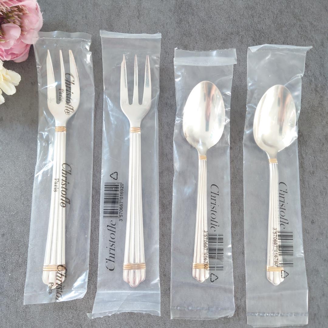 クリストフル アリアゴールドリング ケーキフォークコーヒースプーン 未開封 4点