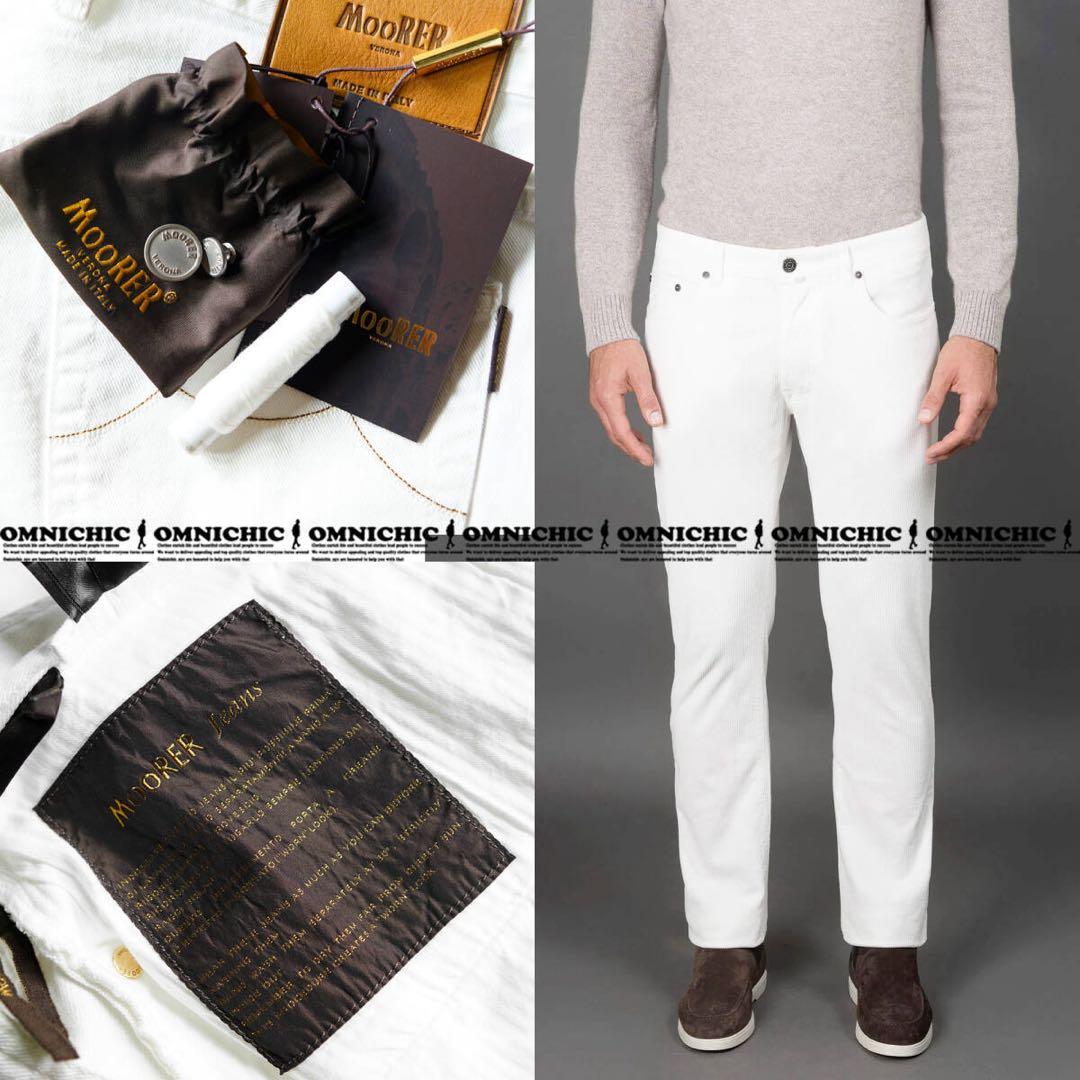 LEON記載MOORERムーレーPAVEL ホワイトストレッチデニム33/W88