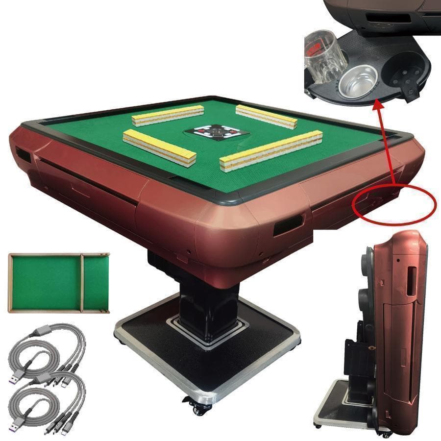 R2129全自動麻雀卓 家庭用 折りたたみ 麻雀卓 33mm マットワインレッド