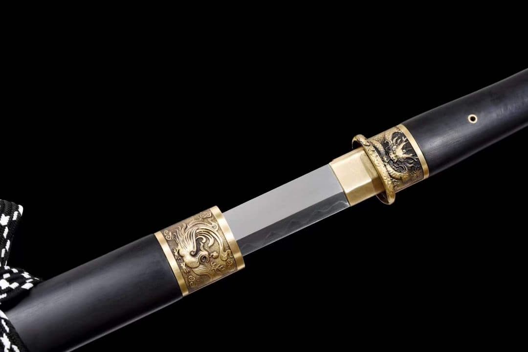 竜鳳唐横刀（烏木焼刃金） 古兵器 武具　刀装具　日本刀　模造刀 居合刀 長尺